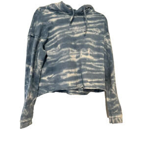 Ivory Ella sz S blue/white hoodie raw hem embroidered elepant #3069